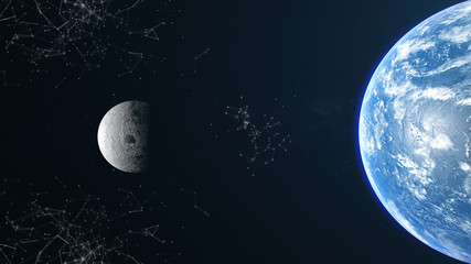 Wall Mural - earth half orb moon plexus background