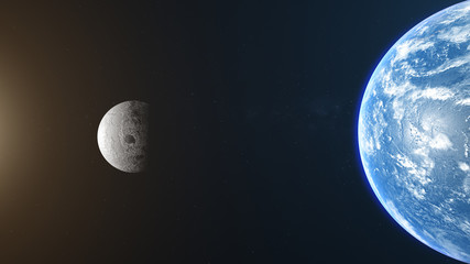 Wall Mural - earth half orb moon sun background