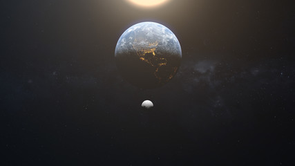 Wall Mural - earth moon sun background background