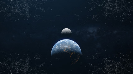Wall Mural - earth under moon plexus background