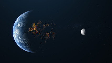 Wall Mural - europe earth moon background