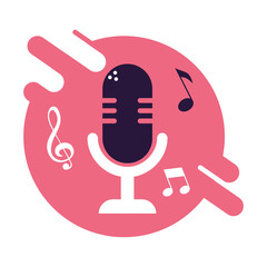 Sticker - music sound flat design style