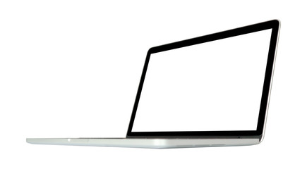 Wall Mural - Laptop computer with blank screen isolated on white background