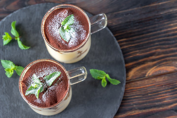 Poster - Two glass mugs of tiramisu