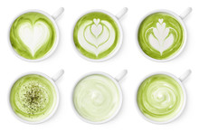 Set Of Green Tea Matcha Latte Foam Art