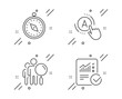 © blankstock - Search people, Ab testing and Travel compass line icons set. Checked calculation sign. Find employee, A test, Trip destination. Statistical data. Technology set. Vector