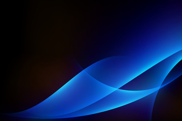 Wall Mural - abstract light blue curve graphic on dark background, copy space composition.