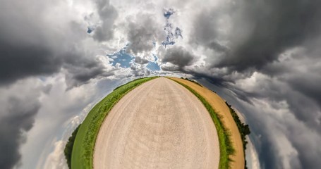 Wall Mural - little planet transformation with curvature of space. abstract torsion and spinning of full flyby pa