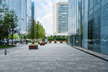 Poster - Empty floors and office buildings in the financial center, Qingdao, China