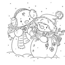 Outlined Happy Smiling Snowman. Cute Illustration Coloring Page. Digital Stamp.