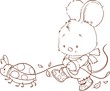 Cute mouse coloring page. Fall outlined clipart.