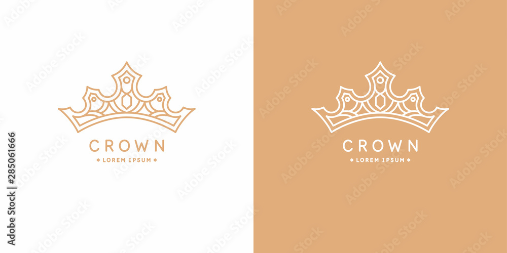 Original linear image of the crown. Isolated vector emblem ...