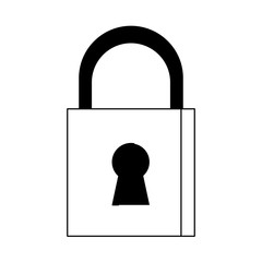 security padlock safety sign cartoon in black and white