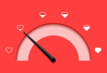 Love Meter Heart Indicator. Love Day Full Test Valentine Background Card Progress