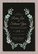 Leaf Wedding Invitation With Watercolor