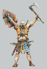 Wall Mural - Warrior of chaos. Fantasy illustration. Hordes of Chaos.	Fantasy warrior.