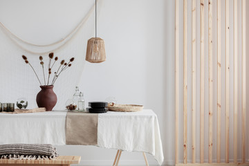 Wall Mural - real photo of dining room in minimal natural home