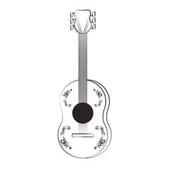 Canvas Print - guitar wooden music instrument cartoon in black and white