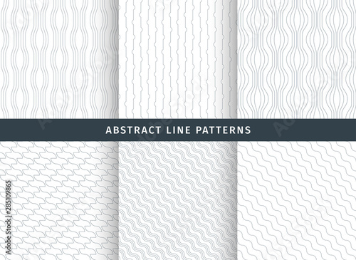 Set of monochrome line seamless patterns