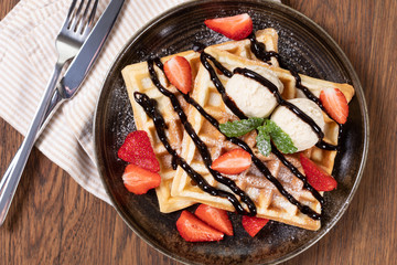 Poster - viennese waffles with strawberry