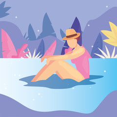 Sticker - woman summer time vacations design