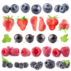 Canvas Print - Set of berry isolated on white background