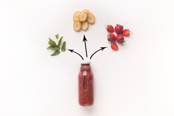 Wall Mural - Natural components blended in detox cocktail in bottle