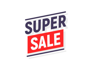 Sticker - Super SALE banner poster background. Sale promotion offer template design. Vector sale price discount promo