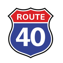 40 Route Sign Icon. Vector Road 40 Highway Interstate American Freeway Us California Route Symbol