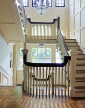 Interior view of luxurious antique wooden staircase
