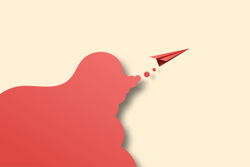 Wall Mural - paper art style of business success and leadership creative concept idea with red paper airplane.vec