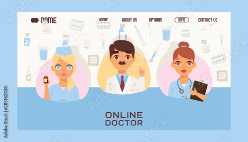 Online Doctors Team And Other Hospital Workers Banner Website