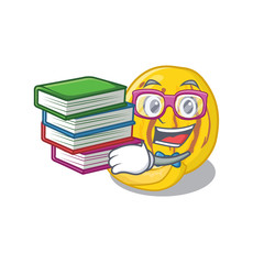 Poster - Student with book pepino melon juice in cartoon glasses