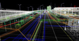 Fototapeta Sport - The BIM model of the of civil infrastructure object of wireframe view	