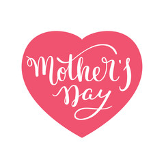 Sticker - Hand lettering Mother's Day with hearts. Template greeting card, poster.