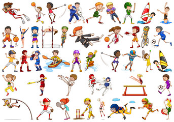 Canvas Print - Sport activities by boys, girls, kids, athletes isolated