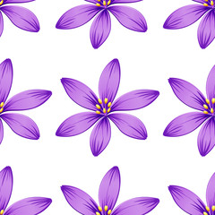 Sticker - Seamless purple flowers isolated on white