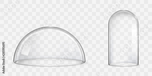 Cuadros en Lienzo Various size and spherical shape glass domes or bell jars 3d realistic vectors isolated on transparent background