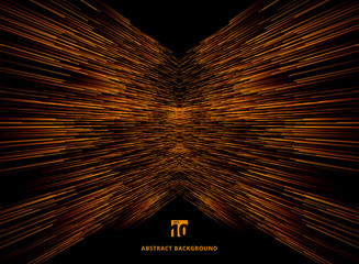 Wall Mural - abstract technology data connection speed orange lines perspective on dark background.