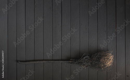 Cuadros en Lienzo witch's broom, black halloween background