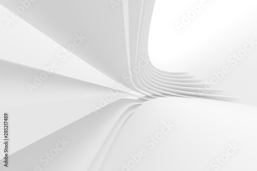 Abstract Architecture Background. 3d Rendering of White Circularl Building