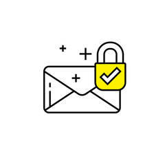 Wall Mural - secure email line icon. ssl secured mail symbol. envelope lock sign. vector illustration.