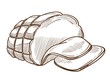 © Sonulkaster - Ham or sausage in rope net, meat food isolated sketch