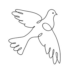 Wall Mural - Dove. Continuous line art drawing. Pigeon. Vector logo illustration.