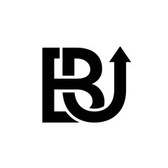 Wall Mural - initial letter bu logo design with arrow pointing upwards