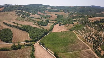 Wall Mural - Aerial summer rural landscape of Tuscany