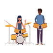 © Grgroup - couple of people with musicals instruments on white background