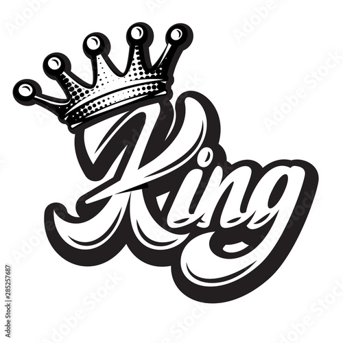 Fotografía Vector illustration with crown and calligraphic inscription King