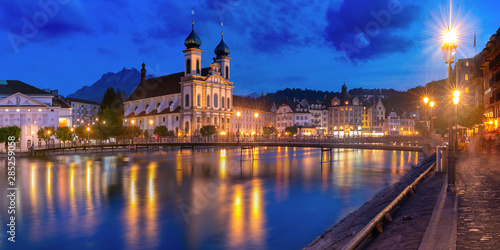 Lucerne at night, Switzerland Poster Mural XXL