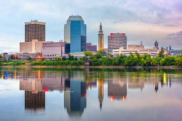 Fototapete - Springfield, Massachusetts, USA downtown skyline